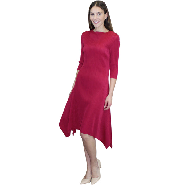 Elegant  Asymmetrical Hem Dress - DR927 Red